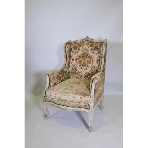 1167 - A French painted and carved wood armchair, 44