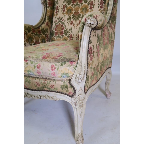 1167 - A French painted and carved wood armchair, 44