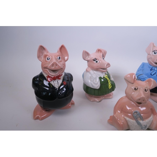 29 - A collection of five wade porcelain Natwest piggy banks, largest 7½