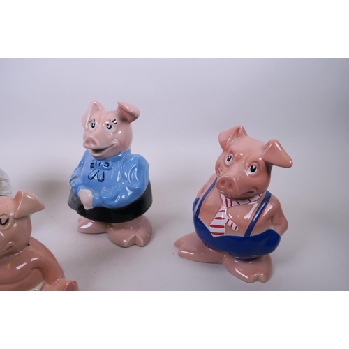 29 - A collection of five wade porcelain Natwest piggy banks, largest 7½