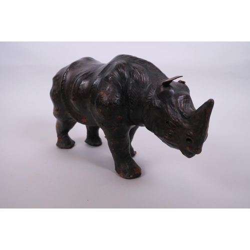 17 - A vintage leather rhino, 13