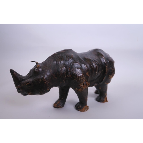 17 - A vintage leather rhino, 13