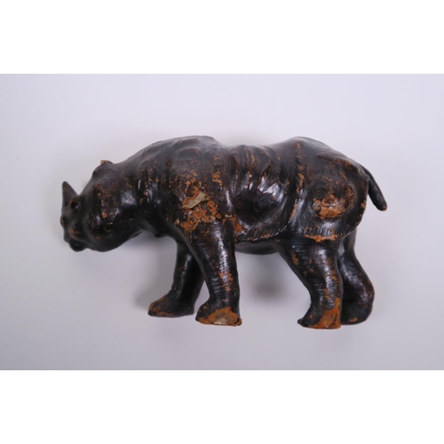 17 - A vintage leather rhino, 13