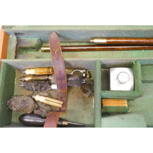 61 - A Brady of Halesowen leatherette gun case, with rods, oil and cloth, 30