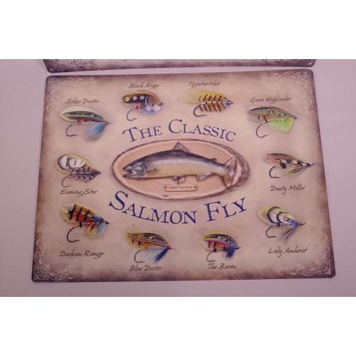 10 - A pair of novelty metal advertising signs for the 'Classic Salmon Fly' and the 'Classic Wet Trout Fl... 