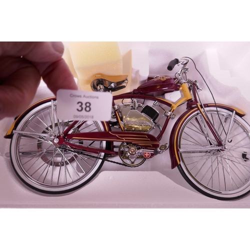 38 - A Xonex Cleve model of a 1948 Whizzer motorbike, boxed