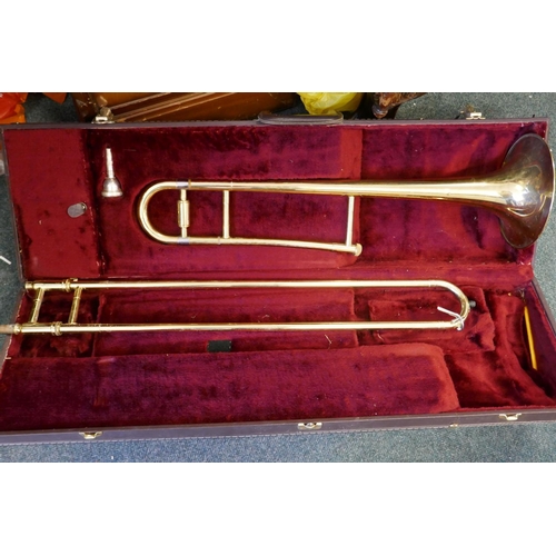 12 - A Boosey and Hawkes model 400 brass trombone in fitted case