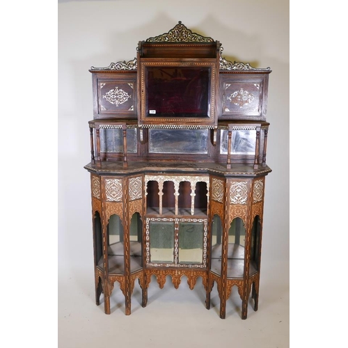 1215 - A late C19th Moorish side cabinet in the manner of Liberty, constructed of rosewood, inlaid with mot... 