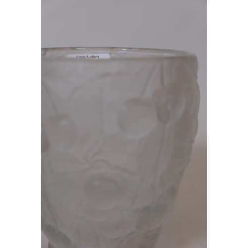 132 - A Lalique style cherry vase, 7