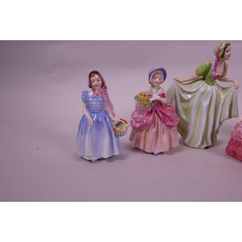 14 - A collection of five Royal Doulton figures, 'Barbie' (x2), 'Rose', 'Cissie' and 'Wendy', together wi... 