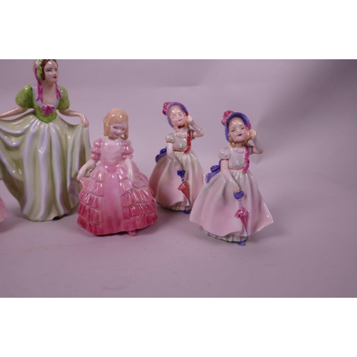 14 - A collection of five Royal Doulton figures, 'Barbie' (x2), 'Rose', 'Cissie' and 'Wendy', together wi... 