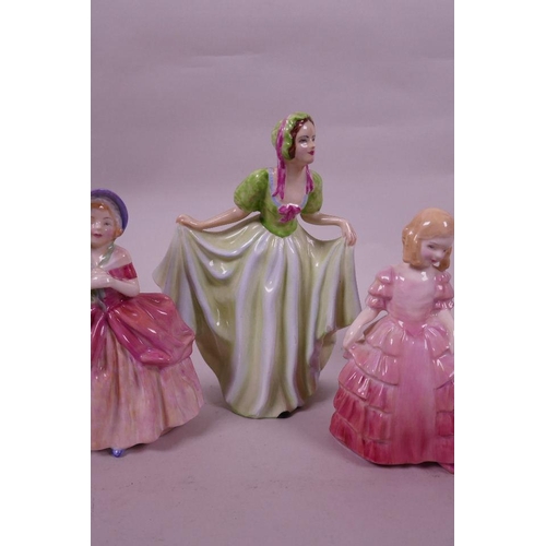 14 - A collection of five Royal Doulton figures, 'Barbie' (x2), 'Rose', 'Cissie' and 'Wendy', together wi... 