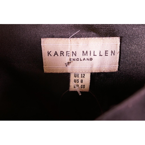 57 - A vintage Karen Millen minidress with floral embroidered organza skirt (UK size 12, USA 8)