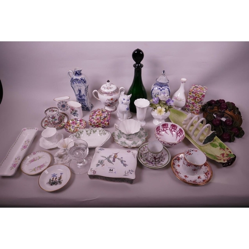 84 - A quantity of decorative pottery, porcelain and glassware including Royal Worcester, Coalport, Wedgw... 