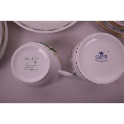 87 - A Coalport 'Revelry-Adam' green six place tea service with milk jug and slop bowl (one saucer A/F), ... 