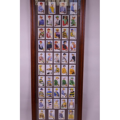 96 - A framed set of forty eight cigarette cards from Gallaher Ltd 'Famous Jockeys' 1936