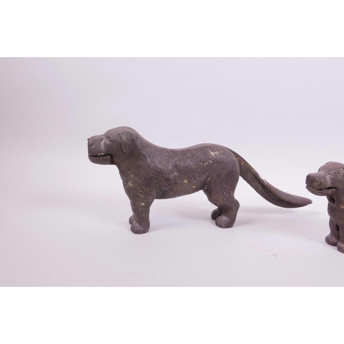 11 - A vintage cast metal dog nutcracker and another smaller, 12