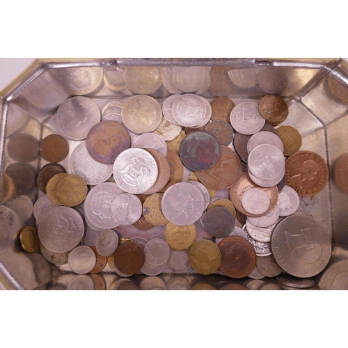 14 - A box of miscellaneous coins, mainly British and European, including a 1951 Festival of Britain crow... 