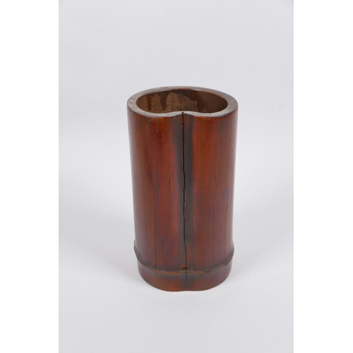 33 - A Chinese bamboo brush pot, 6