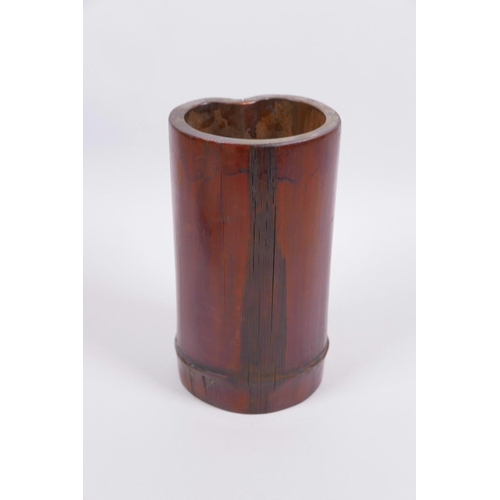 33 - A Chinese bamboo brush pot, 6