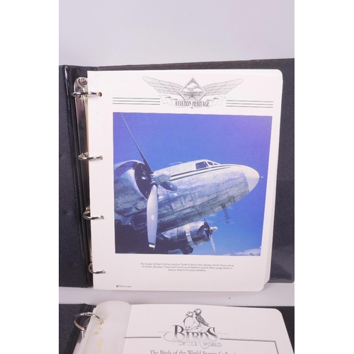 7 - An aviation heritage stamp collection album, and an album containing the 'Birds of the World' stamp ... 