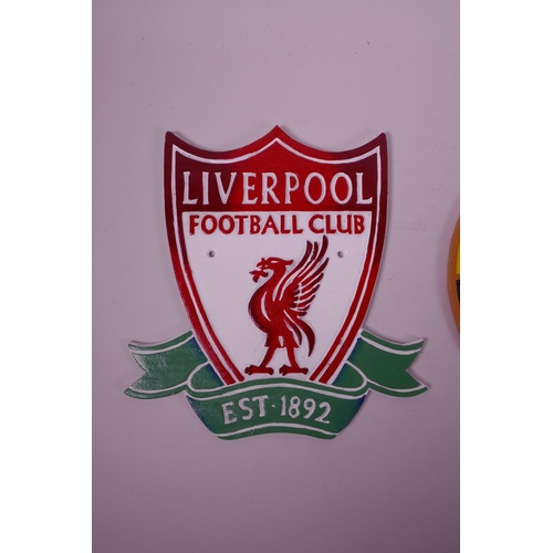 1 - Two painted cast iron plaques in the form of the football club crests for Liverpool and Tottenham, 9... 