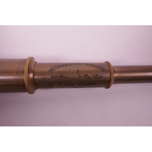 39 - A reproduction brass five drawer marine telescope, 19½