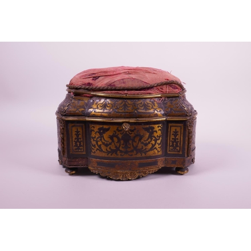 50 - A C19th French boulework needlework box, 8½