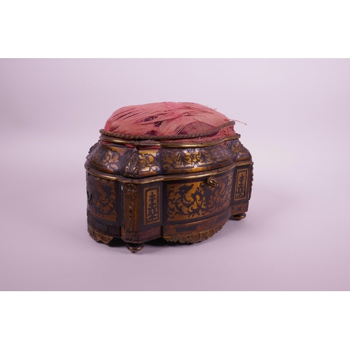 50 - A C19th French boulework needlework box, 8½