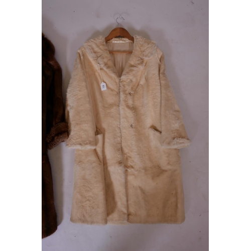 274 - A lady's three quarter length fur coat and another white fur coat