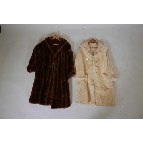 274 - A lady's three quarter length fur coat and another white fur coat
