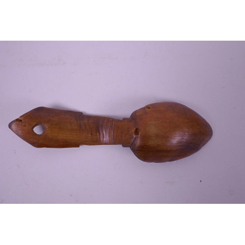 287 - A Continental carved horn spoon, possibly rhino, 6
