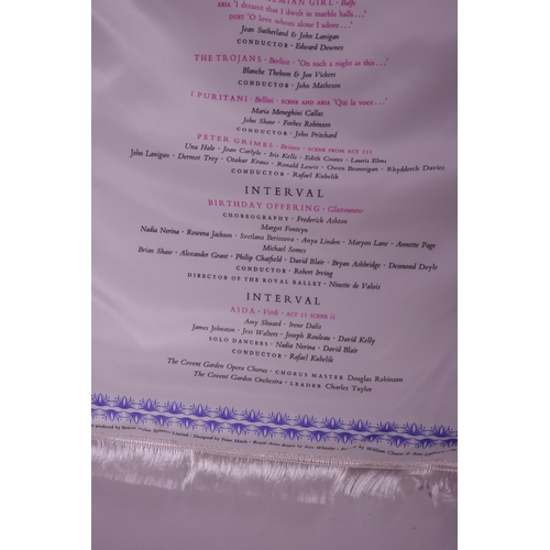 297 - A Royal Opera House silk programme for the gala performance celebrating the centenary of the Royal O... 