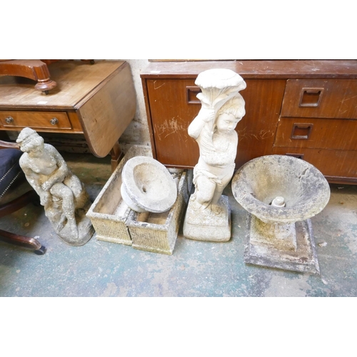 1176 - A quantity of reconsituted stone garden items including planters, figurines etc