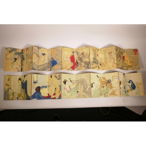 69 - A Japanese printed erotic concertina book, together with a Chinese printed erotic concertina book, 4... 