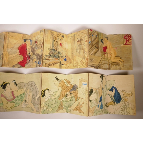 69 - A Japanese printed erotic concertina book, together with a Chinese printed erotic concertina book, 4... 