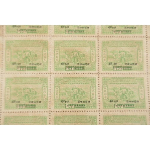 60 - Five sheets of facsimile (replica) Chinese stamps of various denominations, 8