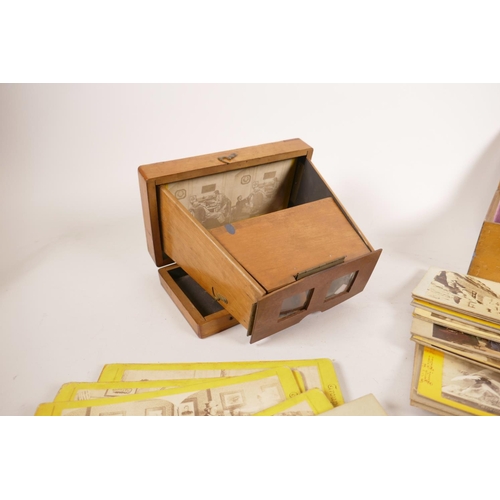 9 - An English folding stereoscope and a large collection of additional slides