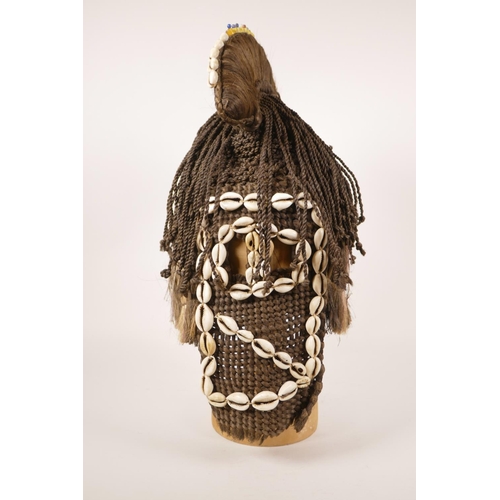 177 - An African tribal woven hair and shell mask