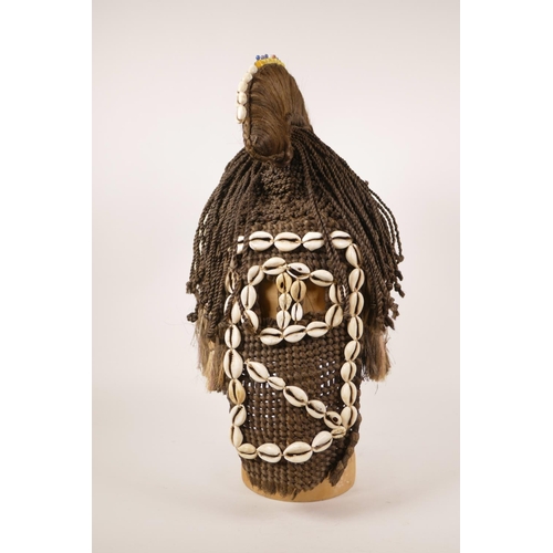 177 - An African tribal woven hair and shell mask