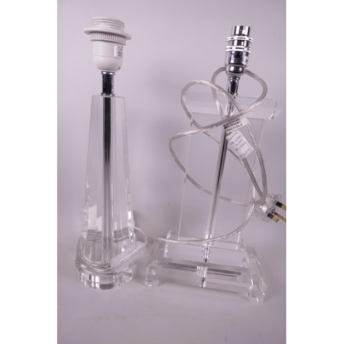 1135 - Two heavy glass table lamps