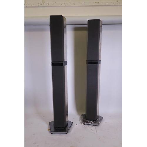 1138 - A pair of Bang and Olufsen 150 watt Penta type 6611 standing speakers, A/F, some dents, 59