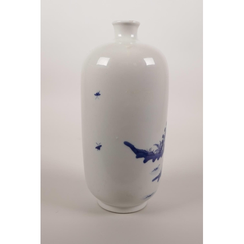 56 - A Chinese blue and white porcelain vase decorated with a sage and his student, 6 character mark to b... 