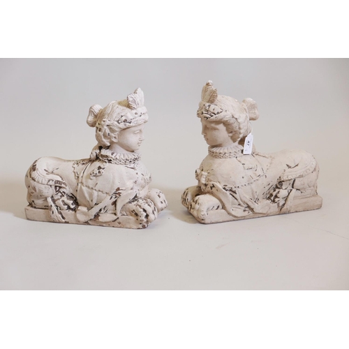 47 - A pair of carved and painted wood figures of harpies, 12