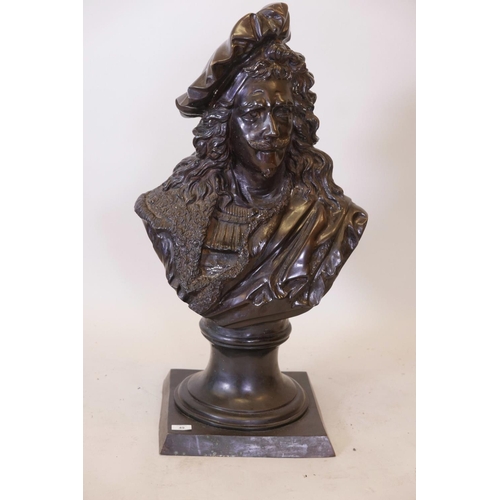 49 - A bronze bust of a C17th gentleman, 33