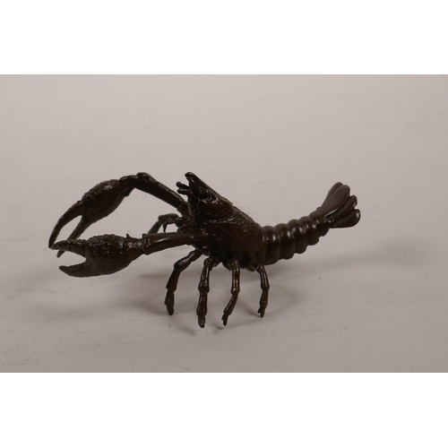 39 - A small bronze figurine in the form of a crayfish, 4