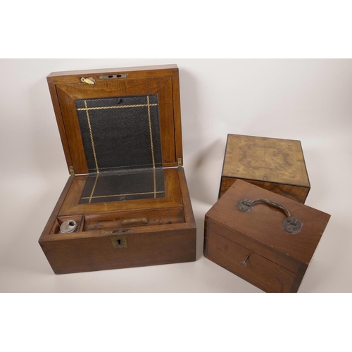 7 - A C19th mahogany writing box of small proportions with fitted interior, 10½