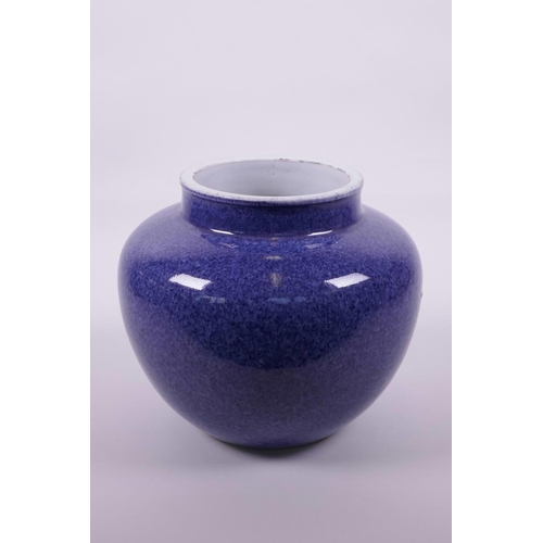 8 - A Chinese mottled blue ground pottery jar, 8