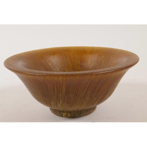 116 - A Chinese turned and polished horn bowl, 5½