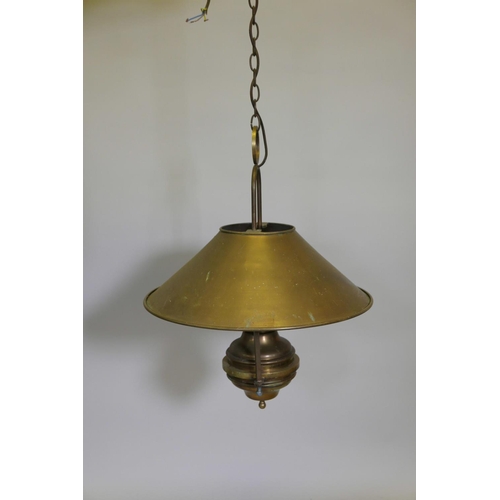 1183 - A brass hanging hall lamp, 20